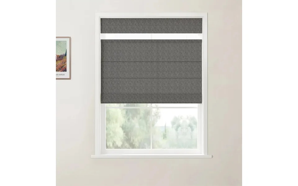 Ron Linen Cotton Herringbone Day Night Roman Shade Cordless - Onyx 1016-6