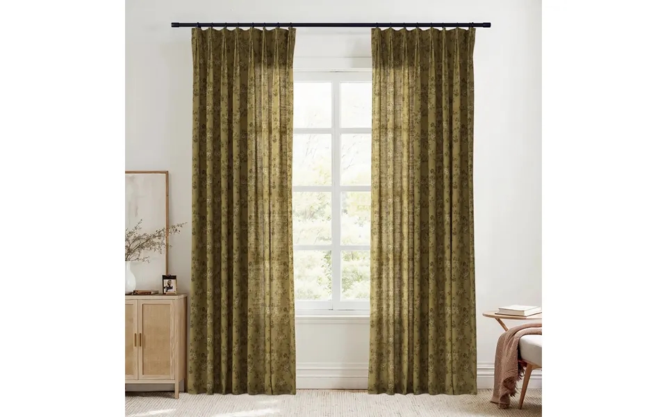 Sara Le Linen Copper Floral Print Pinch Pleat Curtain Unlined - Copper Sl-j5 26w*84l