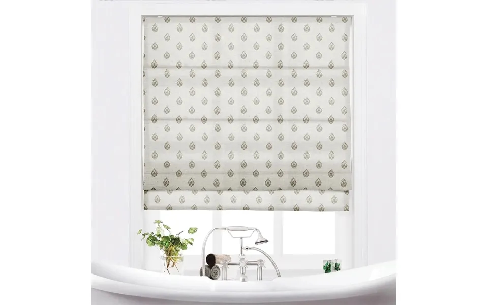 Stefana Silber Printed Cordless Roman Shade Plus Size - Block Print Grey Bp111
