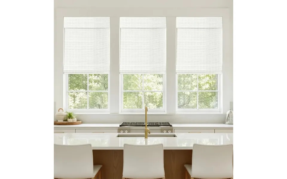 Sybil Bamboo Roman Shade - Beige White