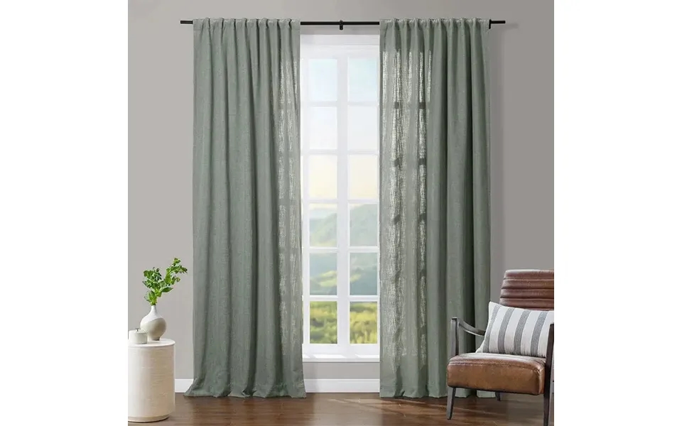Tia Linen Curtain Drapery Soft Top - Fog T52-7
