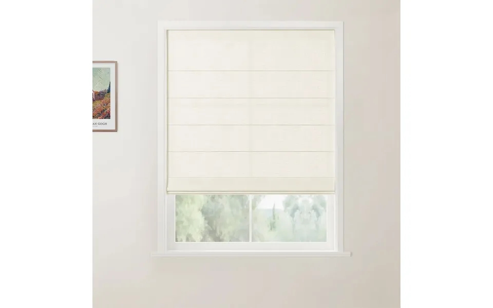 Twopages Patti Linen Flat Fold Roman Shade Cordless - Beige B314