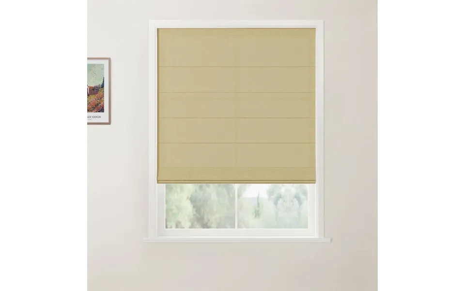 Twopages Patti Linen Flat Fold Roman Shade Cordless - Oatmeal B313