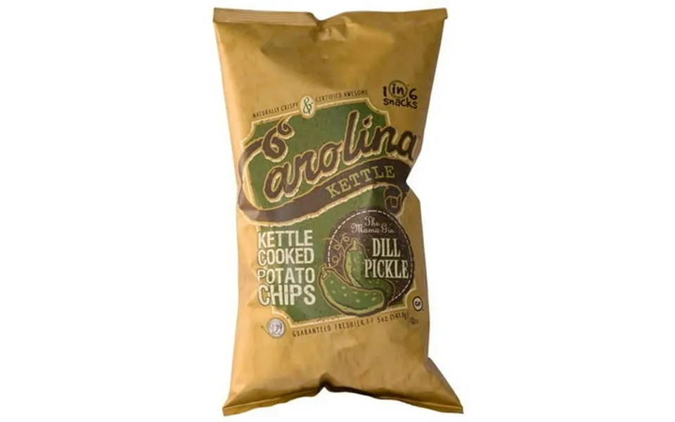 1 In 6 Snacks 5 Oz Bagged Carolina Dill Pickle Potato Chips - Case Of 14