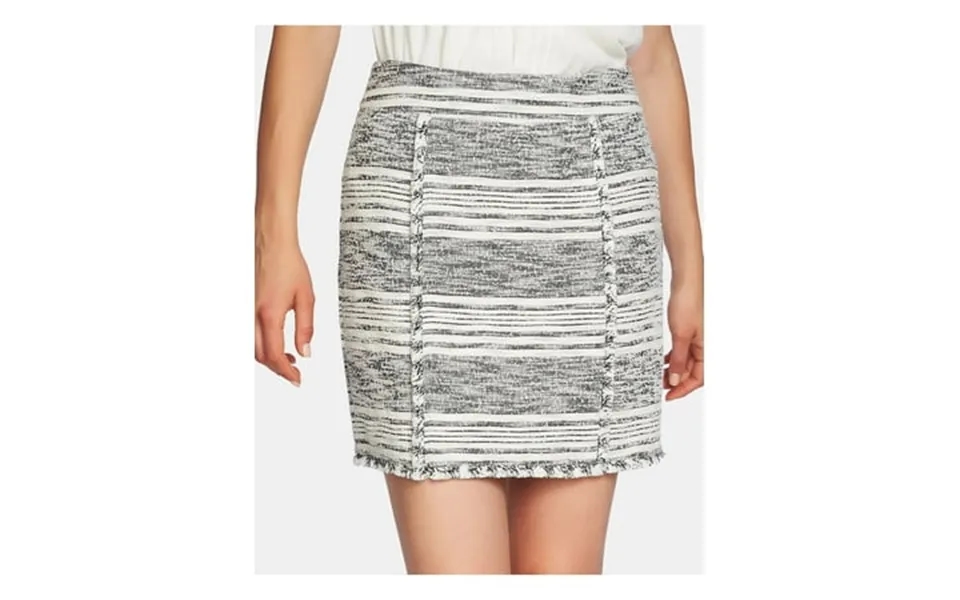 1. State Womens Black Zippered Fringed Mini Wear To Work Pencil Skirt 2