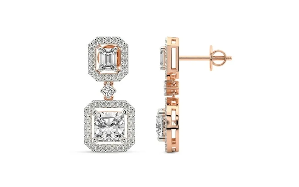 10 Carat Igi Certified Cushion Shape Lab Grown Diamond Earrings 18k In Rose Gold Stardust Dangles Lab Diamond Earrings P