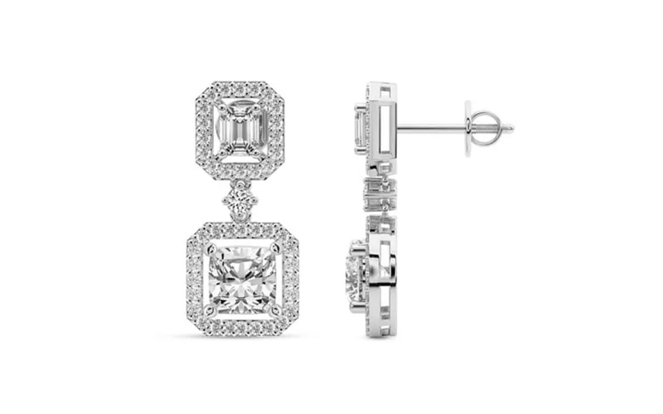 10 Carat Igi Certified Cushion Shape Lab Grown Diamond Earrings 18k In White Gold Stardust Dangles Lab Diamond Earrings