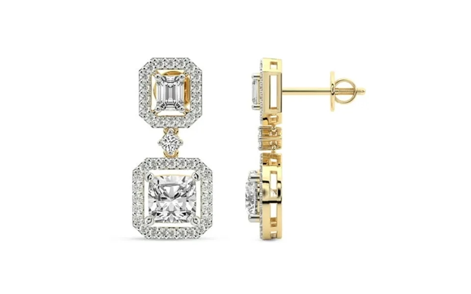 10 Carat Igi Certified Cushion Shape Lab Grown Diamond Earrings 18k In Yellow Gold Stardust Dangles Lab Diamond Earrings