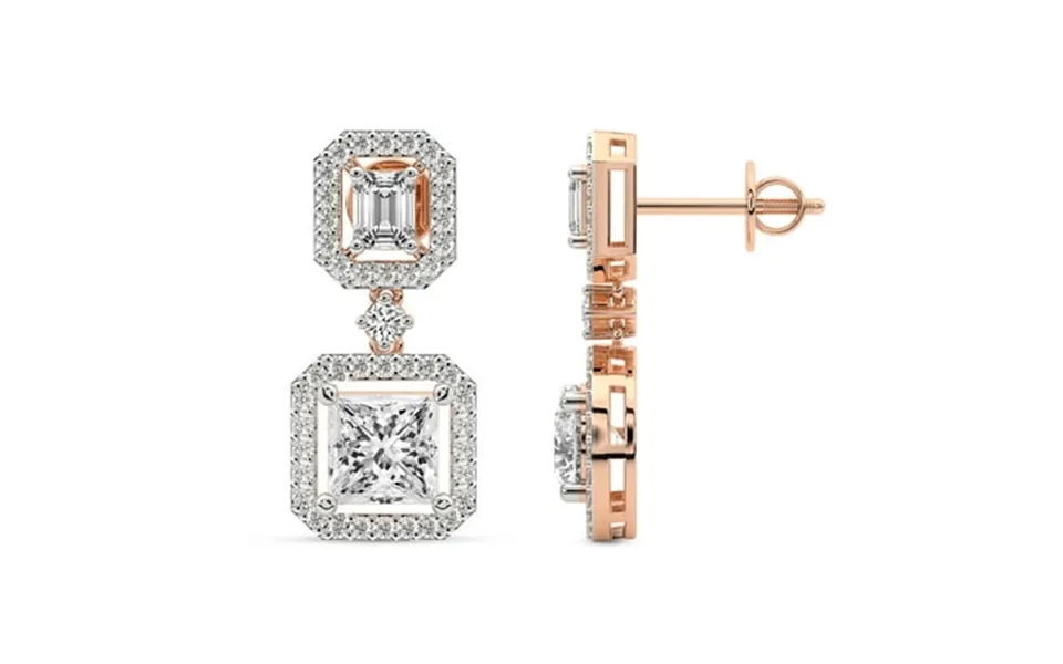 10 Carat Igi Certified Princess Shape Lab Grown Diamond Earrings 18k In Rose Gold Stardust Dangles Lab Diamond Earrings