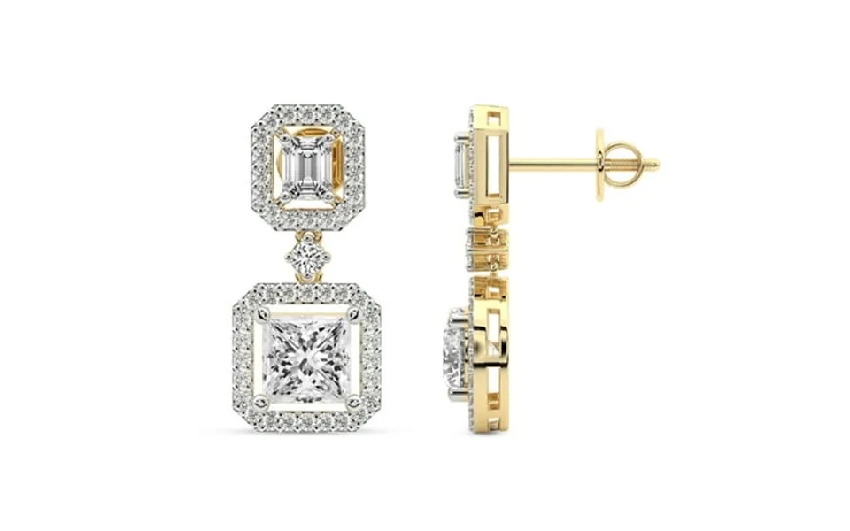 10 Carat Igi Certified Princess Shape Lab Grown Diamond Earrings 18k In Yellow Gold Stardust Dangles Lab Diamond Earring