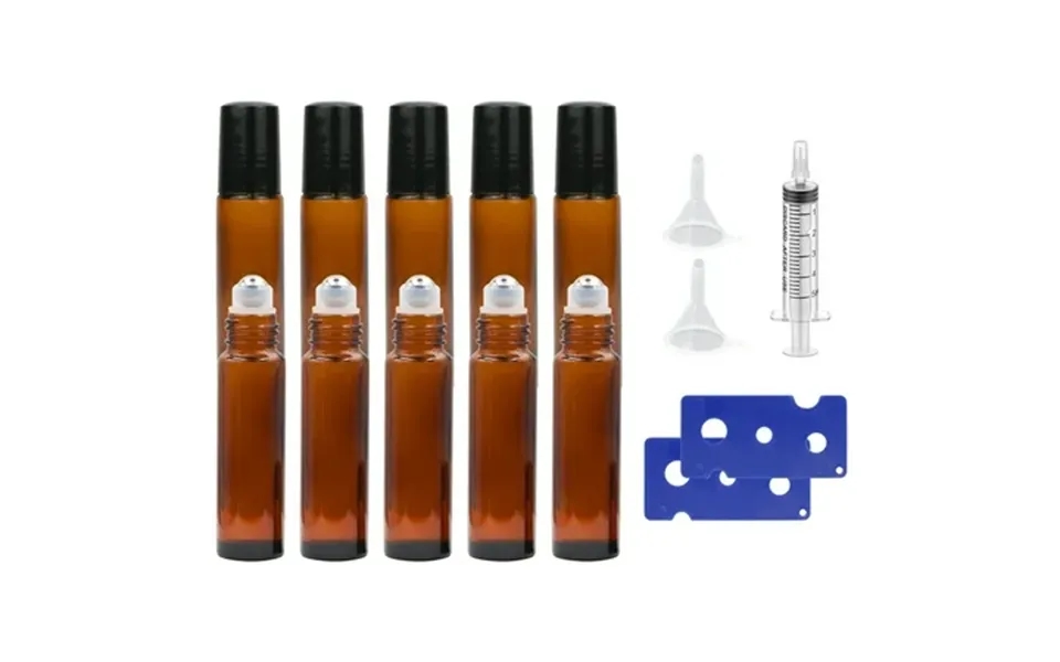 10 Pack Essential Oil Roller Bottles 10ml Empty Glass Amber Roller Bottles With Stainless Steel Roller Balls 2*openers 2