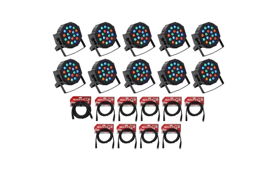 10 Rockville Rockpar50 Led Rgb Compact Par Can Dj Club Dmx Wash Lights Cables