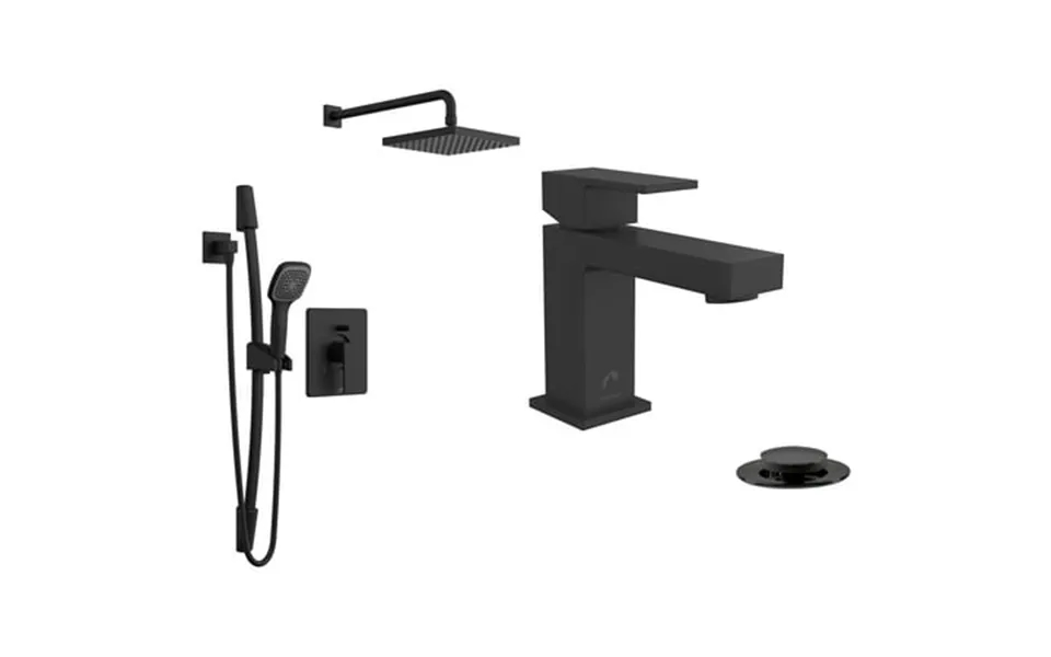 10% Savings Quadrato Pressure Balanced Shower System And Single Handle Bathroom Faucet Matte Black
