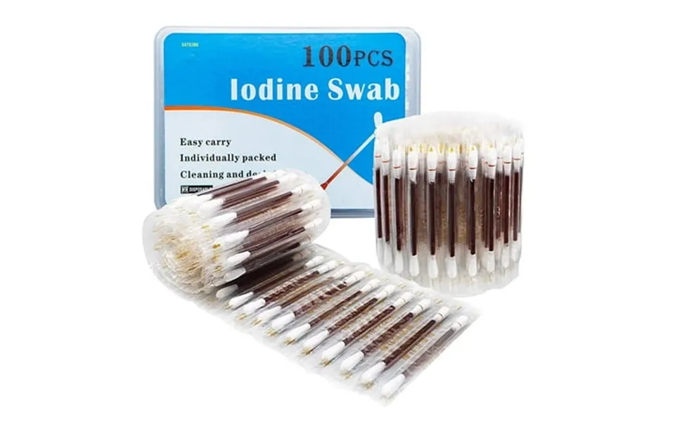 100 Disposable Iodophor Swabs - Safe Hygienic And Convenient Outdoor Medical Cotton Swabs Ideal For Skin Disinfection An