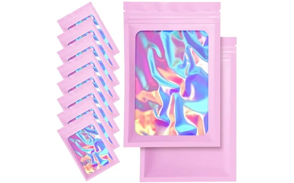 100 Pack Mylar Bags - 3.5 X 4.7 Inch Resealable Smell Proof Bags Foil Pouch Flat Bag With Front Window Pink