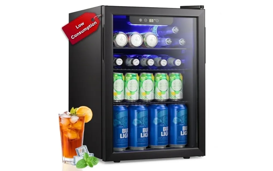 100-can Beverage Refrigerator With Double Glass Door Energy Efficient Wine Cooler Mini Fridge Air Cooled Frost Free For