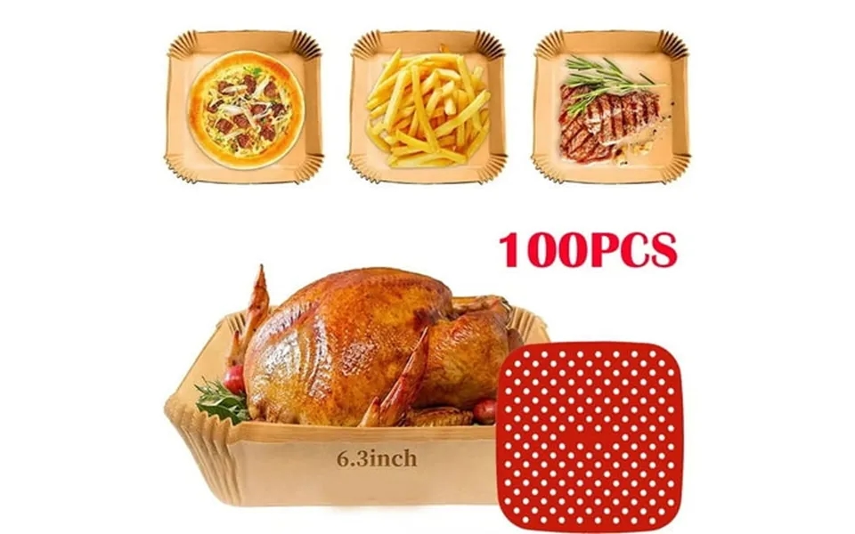 100pcs Air Fryer Parchment Paper Liners Non-stick Disposable Paper Tray Barbecue Plate Food Oven Kitchen Square Baking P