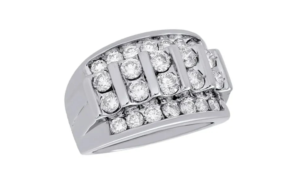 10k White Gold Channel Set Diamond Wedding Band Mens 17mm Fancy Pinky Ring 3 Ct