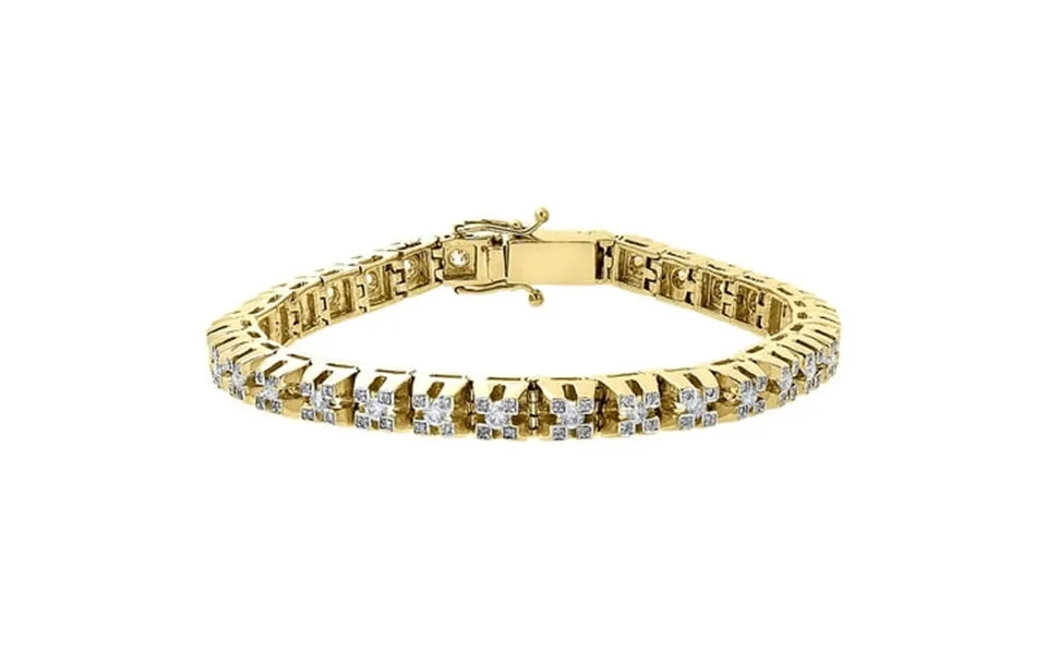 10k Yellow Gold Raised 3d Link Solitaire Round Diamond Bracelet 6