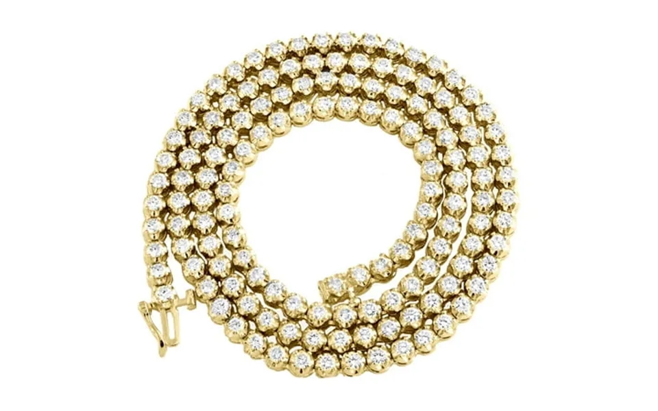 10k Yellow Gold Round Diamond Tennis Chain 4mm Martini Set 22 Necklace 10