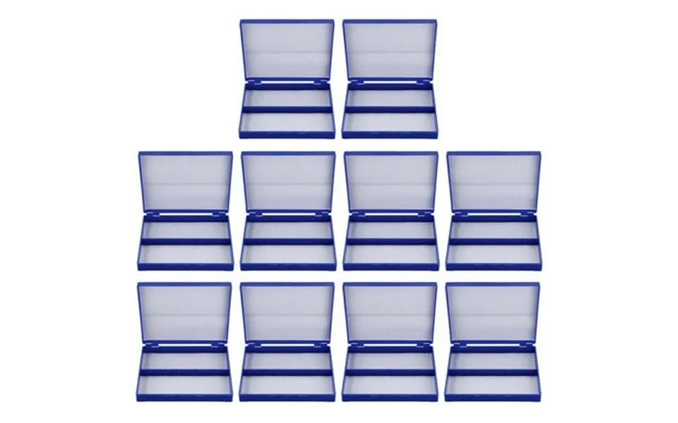 10x Royal Blue Plastic Hold 100 Microslide Slide Microscope Box