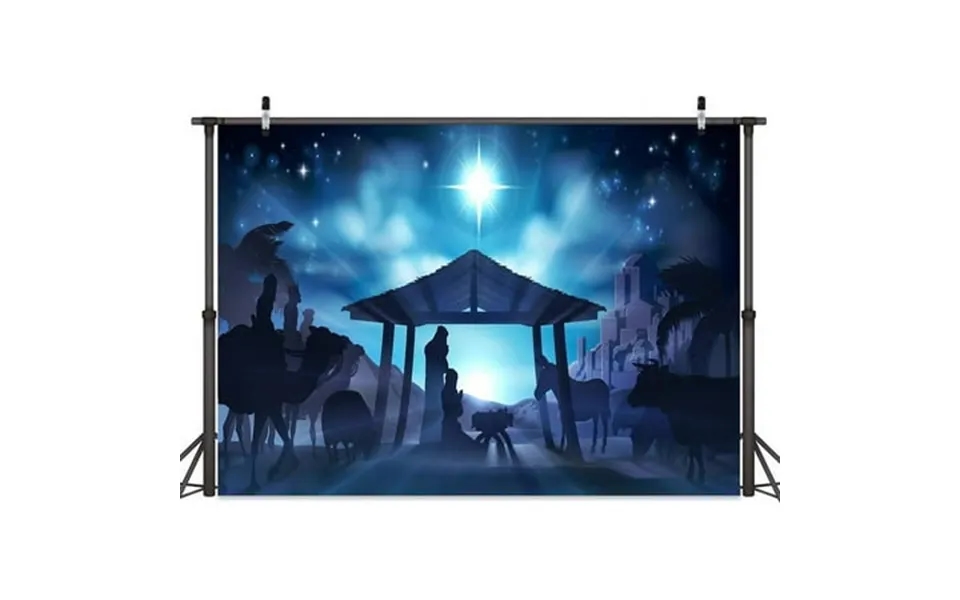 10x8ft Nativity Scene Birth Of Jesus Photography Backdrop Winter Snowy Manger Glittering Star Nativity Christmas Decorat