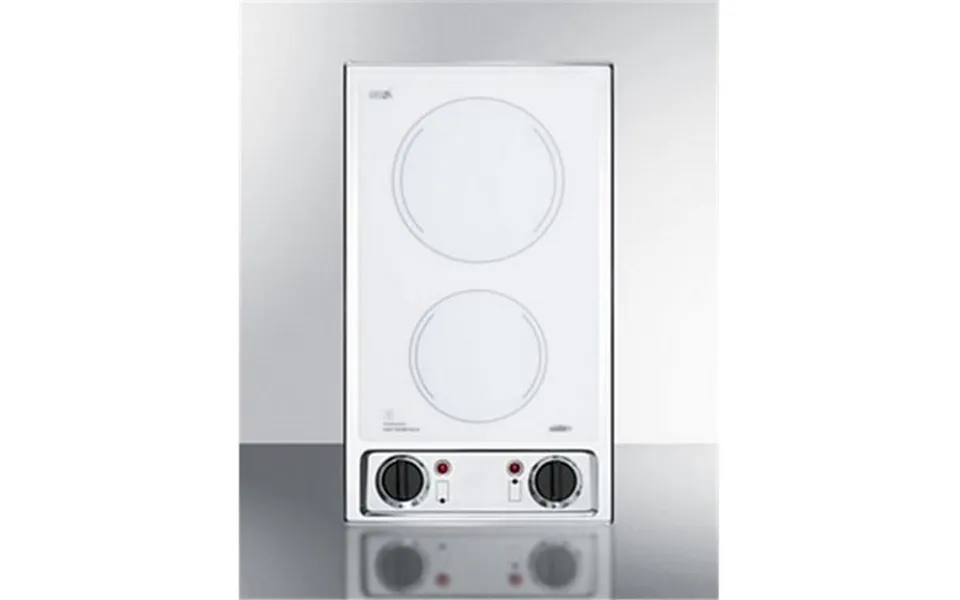 115v 2 Burner Radiant Cooktop In Smooth White Glass & Stainless Steel Trim