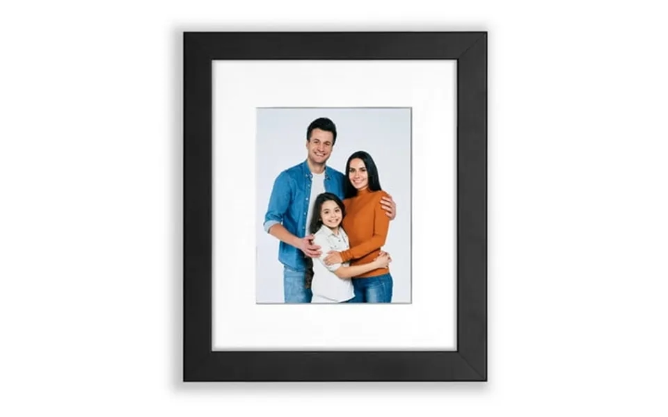 11x14 1.25 Black Wood Picture Frame Displays 8x10 Photo With White Mat