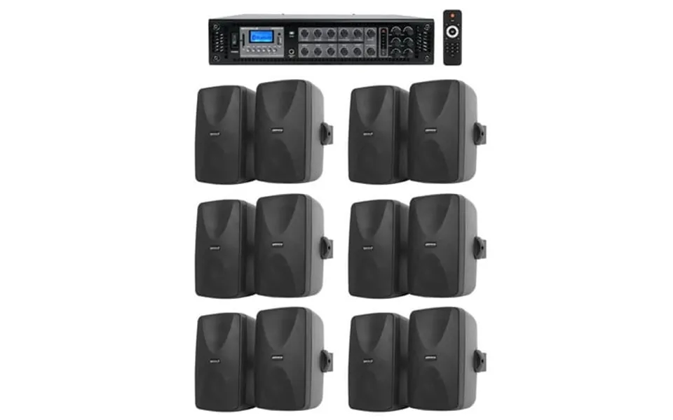 12 5.25 Black Commercial 70v Wall Speakers Amp For Restaurant Office Cafe Bar