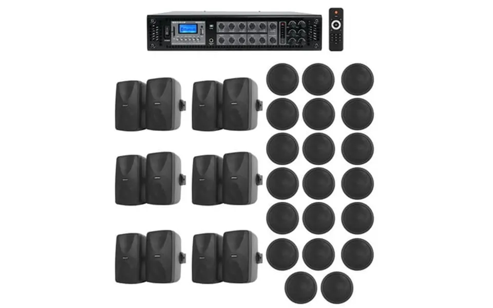 12 5.25 Black Wall 20 5 Ceiling Speakers Commercial Amp 4 Restaurant Office