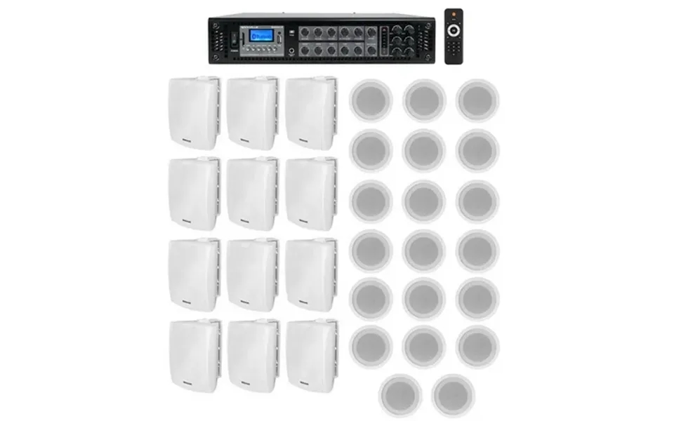 12 5.25 White Wall 20 5 Ceiling Speakers Commercial Amp 4 Restaurant Office