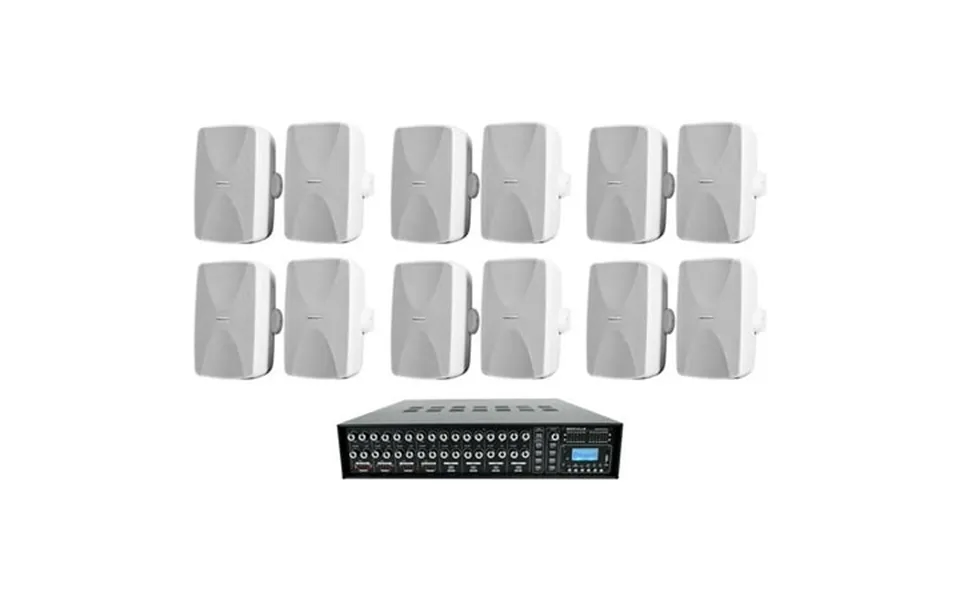12 5.25 White Wall Speakers 4-zone Matrix Amplifier Amp 4 Restaurant Cafe Bar