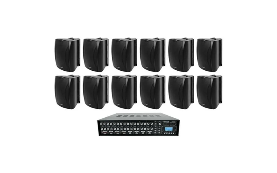 12 6.5 Black Wall Speakers Multi Room Amplifier For Restaurant Office Cafe Bar