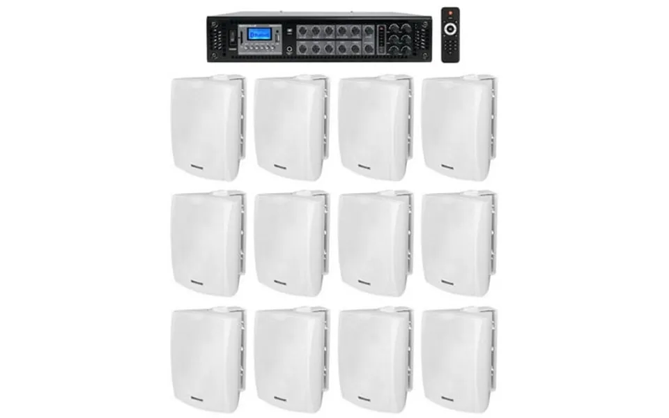 12 6.5 White Commercial 70v Wall Speakers Amp For Restaurant Office Cafe Bar