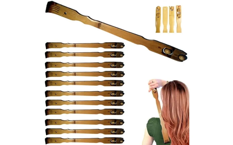 12 Bamboo Back Scratcher Long Reach Relief Wooden Itch Therapy Massage Roller