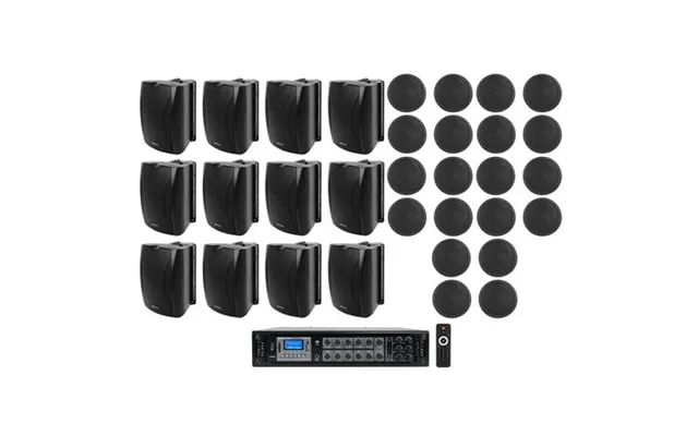 12 Black 5.25 Wall 20 5 Ceiling Speakers 70v Amp For Restaurant Office Hotel product image