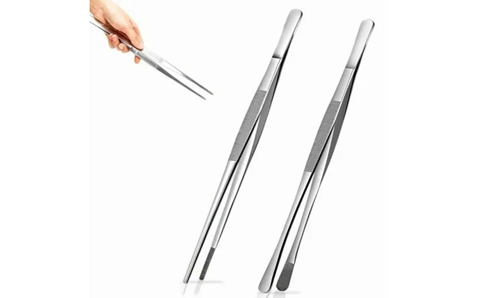 12 Inch Stainless Steel Kitchen Tweezers Two Style Tips Non Slip For Cooking Plating Serving And Decorating