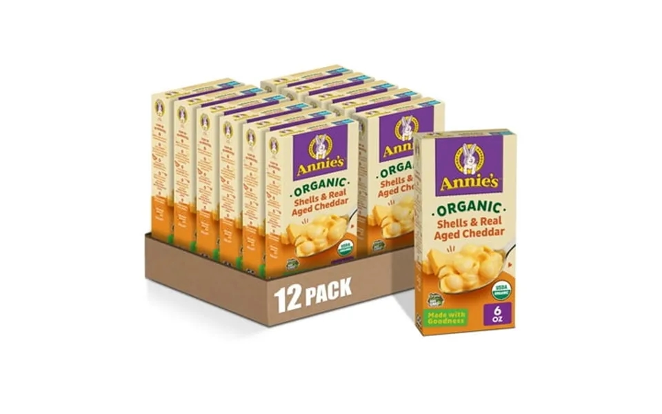 12 Pack Annie S Shells And Real Aged Cheddar Mac And Cheese With Organic Pasta 6 Oz