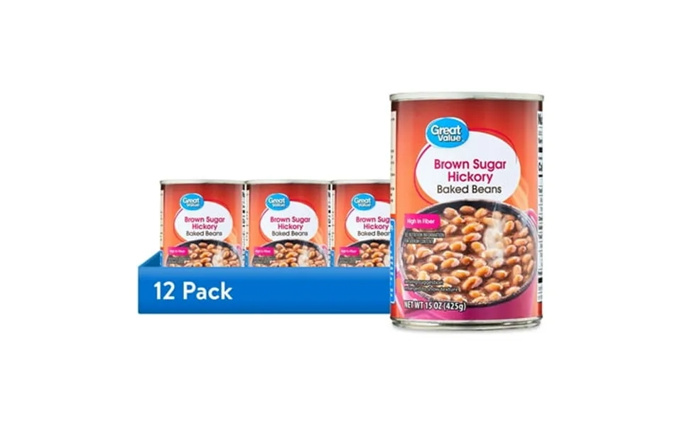 12 Pack Great Value Brown Sugar Hickory Baked Beans 15 Oz Can