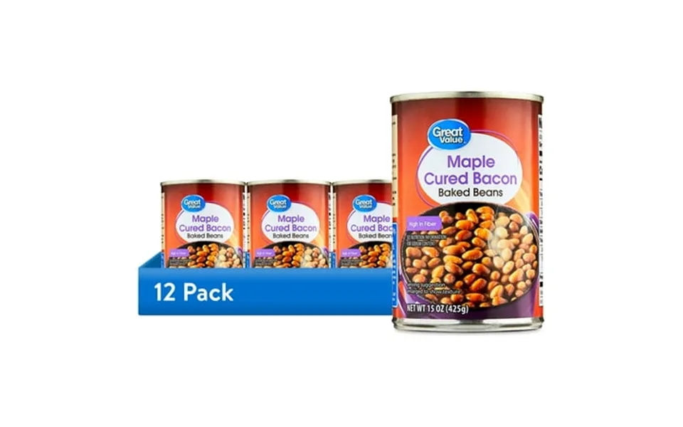 12 Pack Great Value Maple Cured Bacon Baked Beans 15 Oz