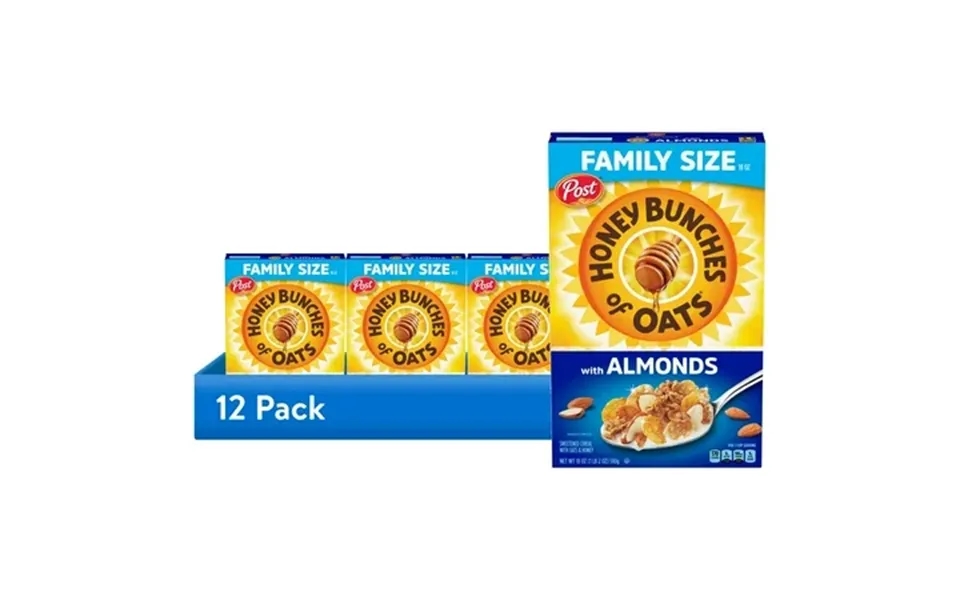 12 Pack Honey Bunches Of Oats With Almonds Almond Breakfast Cereal Family Size 18 Oz Box