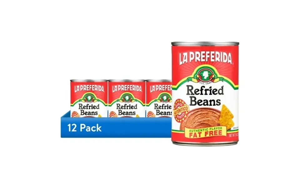 12 Pack La Preferida Refried Beans Fat Free 16 Oz Allergen Free
