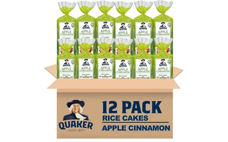 12 Pack Quaker Rice Cakes Apple Cinnamon 6.53 Oz.