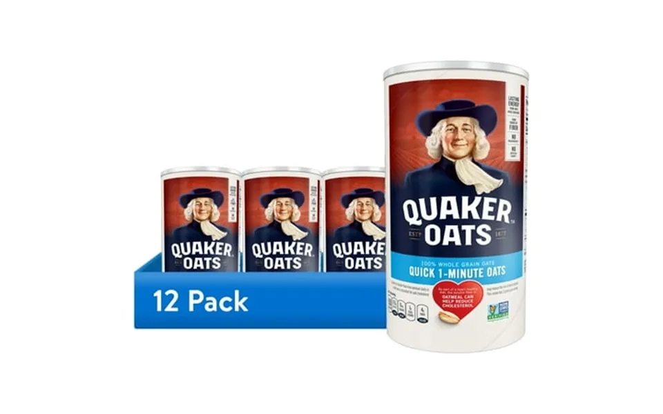 12 Pack Quaker Whole Grain Oats Quick 1-minute Instant Oats 18oz