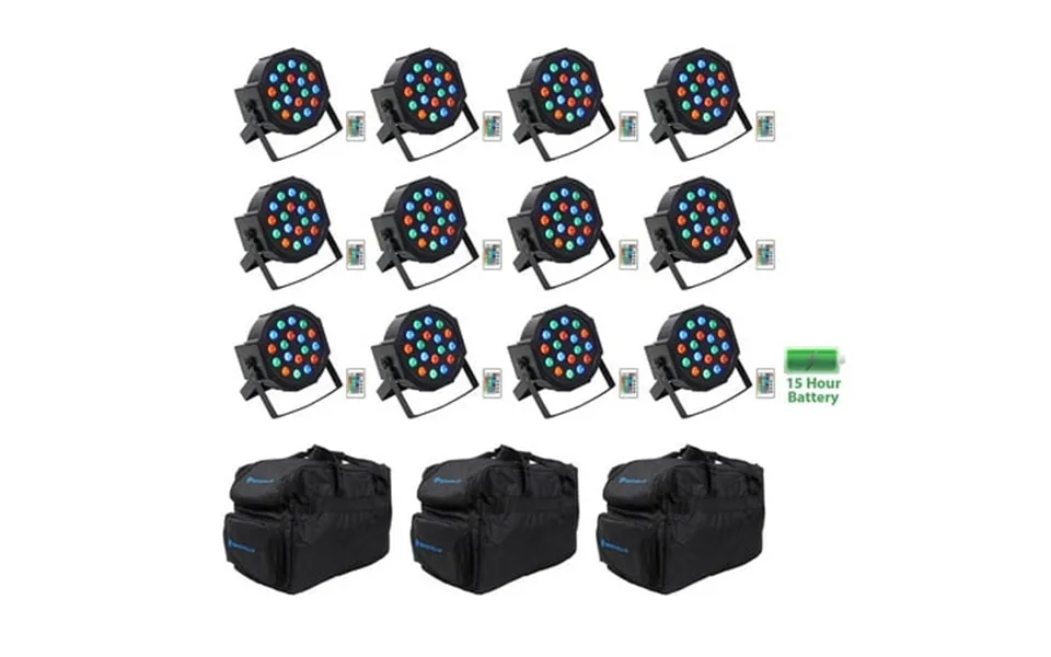 12 Rockville Battery Par 50 Rechargeable Led Dmx Dj Wash Up-lights Remotes Bags