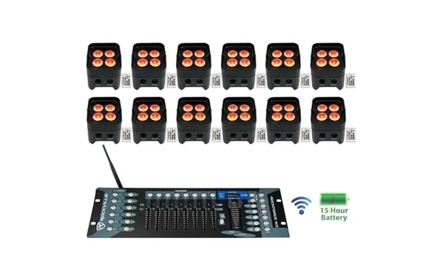 12 Rockville Best Par 50 Battery Up Lights Wireless Dmx Controller Rgbwa Uv product image
