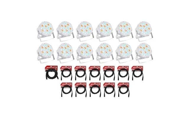 12 Rockville Rockpar50 Wht Led Rgb Par Can Dj Club Dmx Wash Lights Cables product image