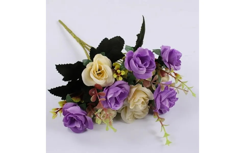 12 Roses Artificial Flowers Home Bedroom Hotel Decorative Bouquet Light Purple