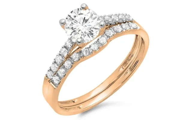 1.25 Carat Ctw 10k Rose Gold Round White Diamond Ladies Bridal Engagement Ring Matching Band Wedding Sets 1 1 4 Ct product image