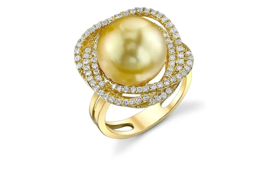 12mm Golden South Sea Cultured Pearl & Diamond Braided Ring In 18k Gold